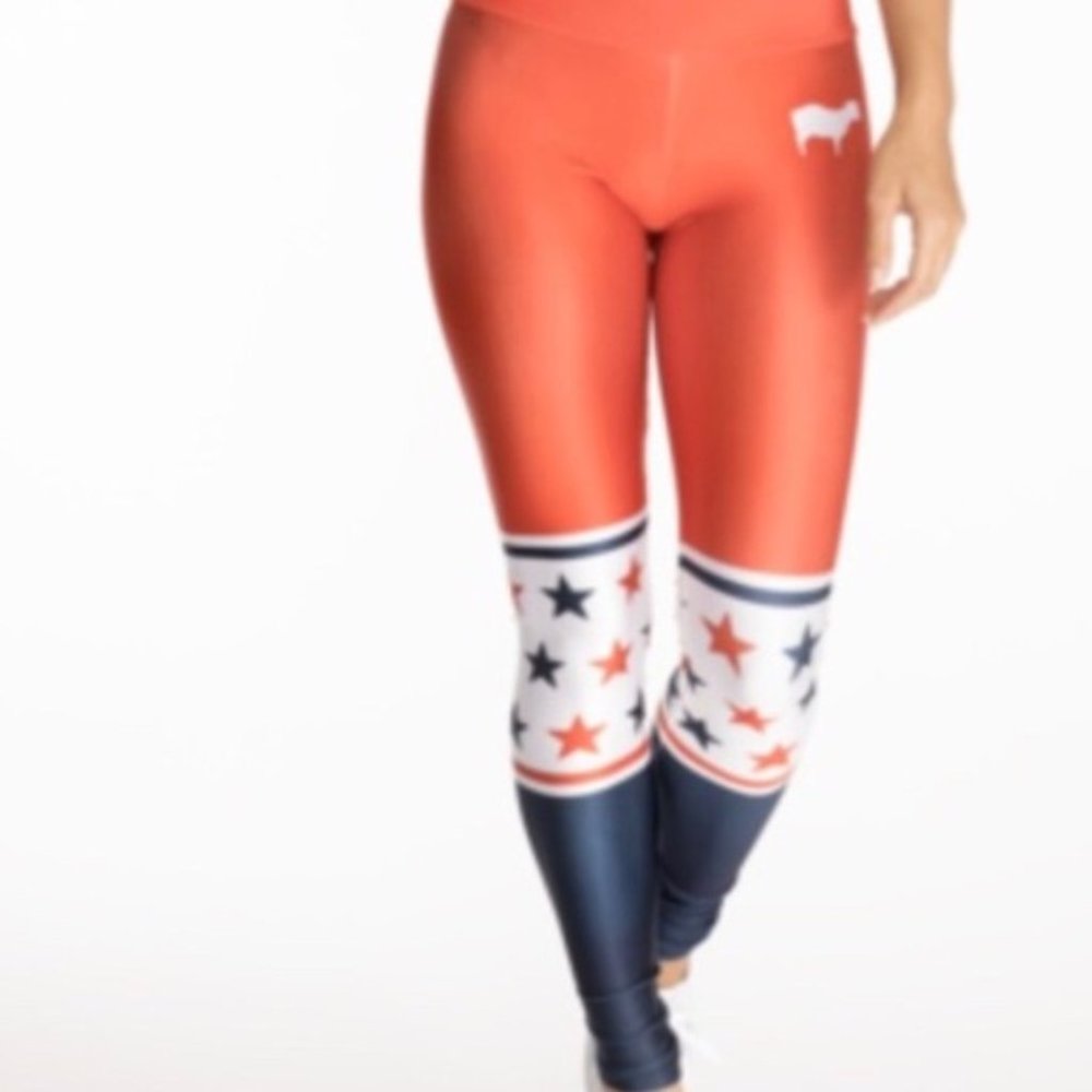 Red, White and Blue Fun Goldsheep Leggings - Size Small